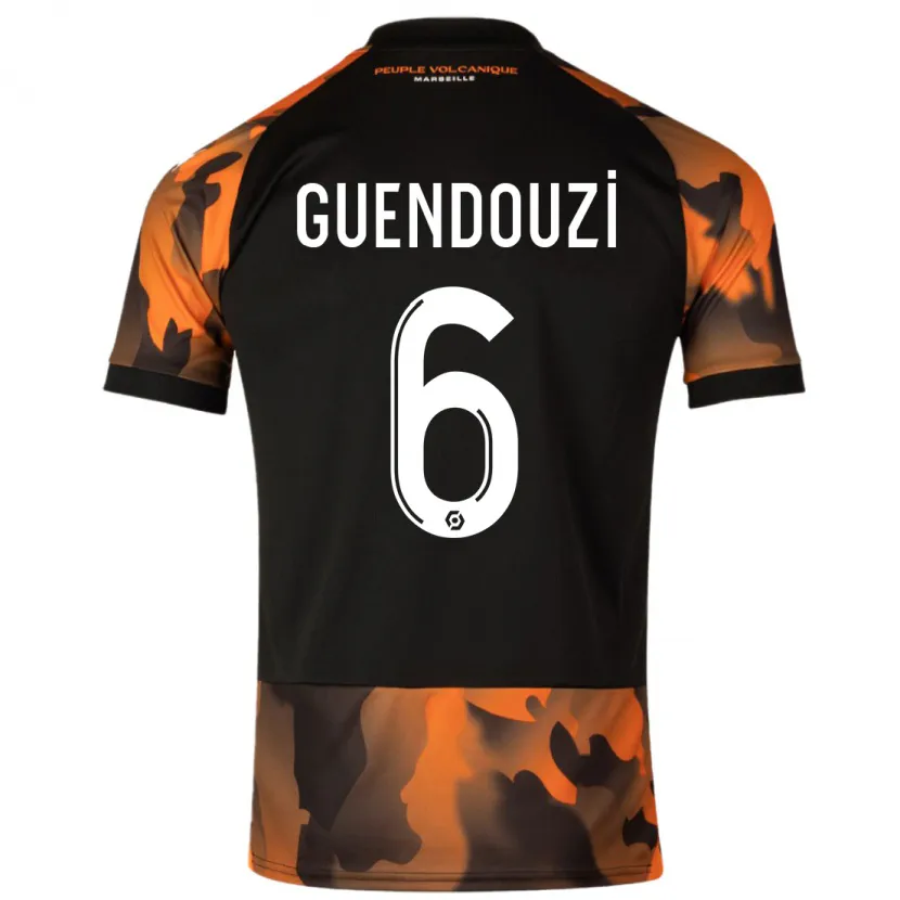 Danxen Niño Camiseta Matteo Guendouzi #6 Negro Naranja Equipación Tercera 2023/24 La Camisa