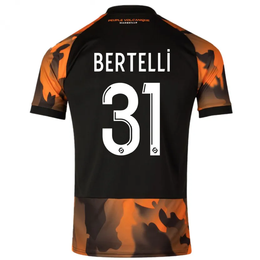 Danxen Niño Camiseta Ugo Bertelli #31 Negro Naranja Equipación Tercera 2023/24 La Camisa