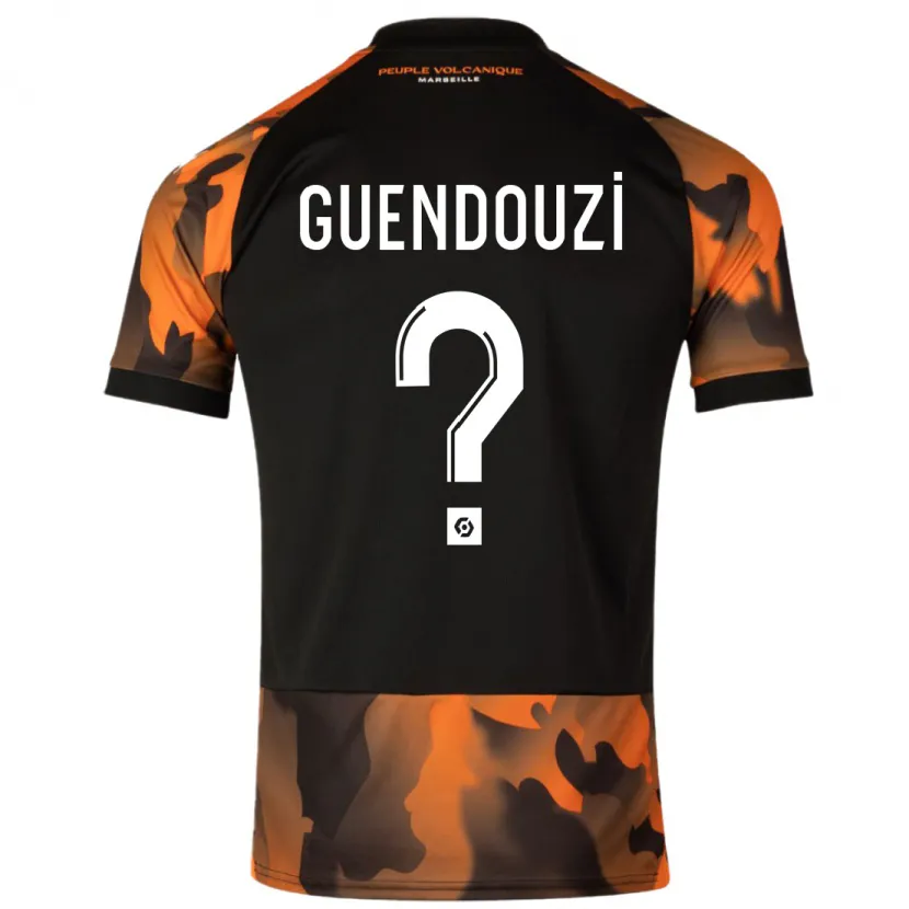 Danxen Niño Camiseta Milan Guendouzi #0 Negro Naranja Equipación Tercera 2023/24 La Camisa