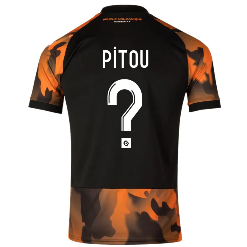 Danxen Niño Camiseta Jonathan Pitou #0 Negro Naranja Equipación Tercera 2023/24 La Camisa