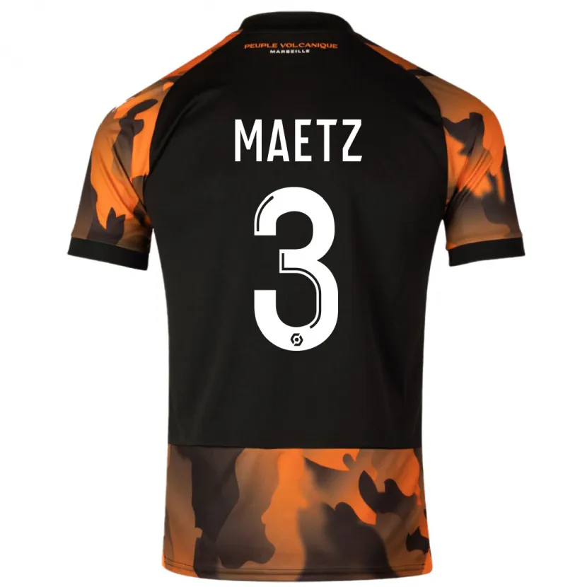 Danxen Niño Camiseta Agathe Maetz #3 Negro Naranja Equipación Tercera 2023/24 La Camisa