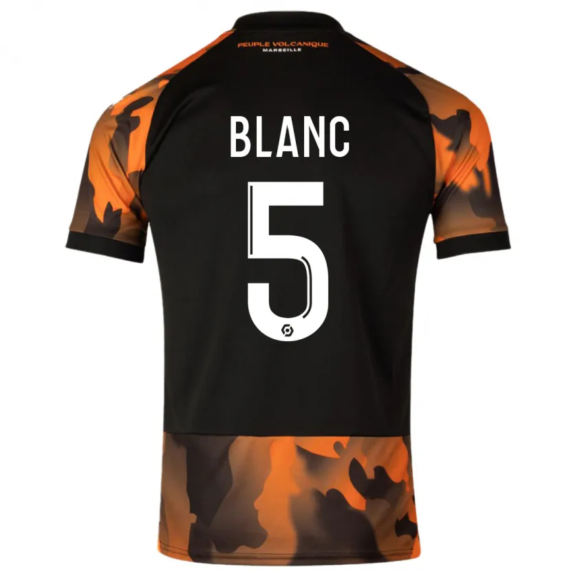 Danxen Niño Camiseta Amandine Blanc #5 Negro Naranja Equipación Tercera 2023/24 La Camisa