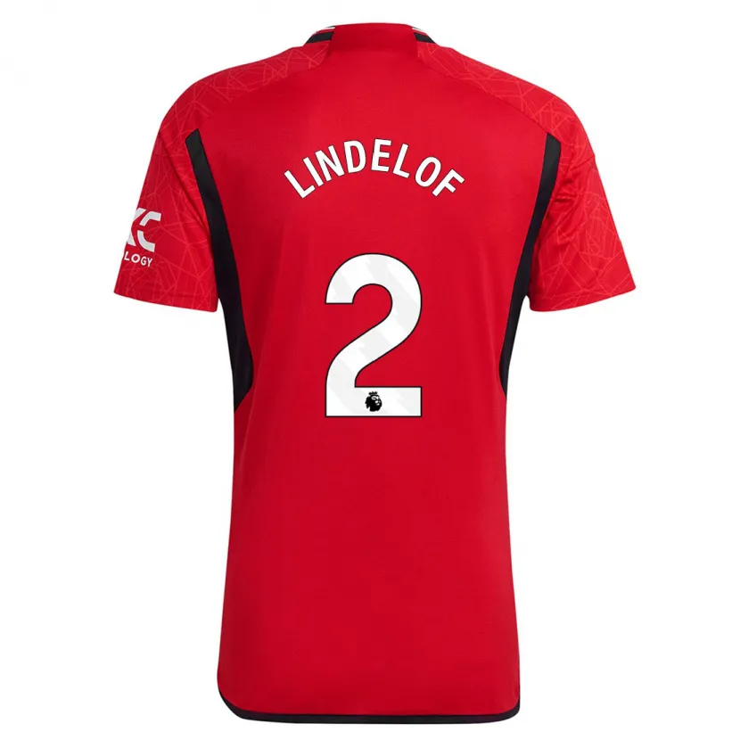 Danxen Hombre Camiseta Victor Lindelöf #2 Rojo 1ª Equipación 2023/24 La Camisa