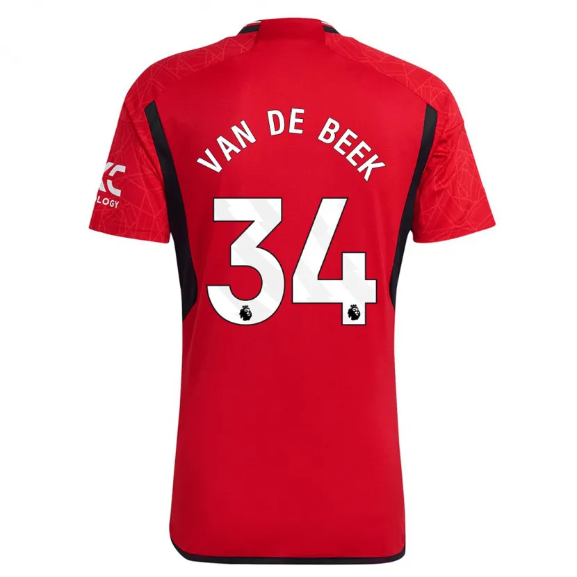 Danxen Hombre Camiseta Donny Van De Beek #34 Rojo 1ª Equipación 2023/24 La Camisa