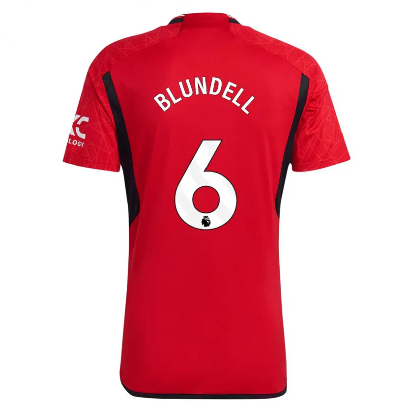 Danxen Hombre Camiseta Hannah Blundell #6 Rojo 1ª Equipación 2023/24 La Camisa