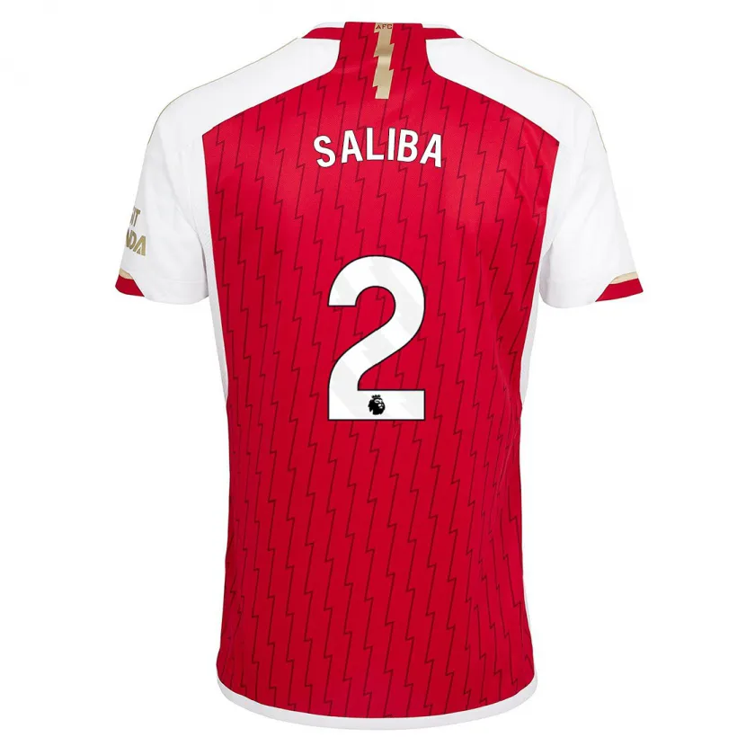 Danxen Hombre Camiseta William Saliba #2 Rojo 1ª Equipación 2023/24 La Camisa