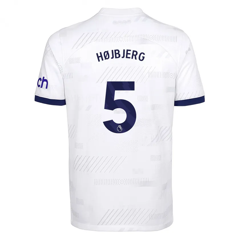 Danxen Hombre Camiseta Pierre-Emile Højbjerg #5 Blanco 1ª Equipación 2023/24 La Camisa