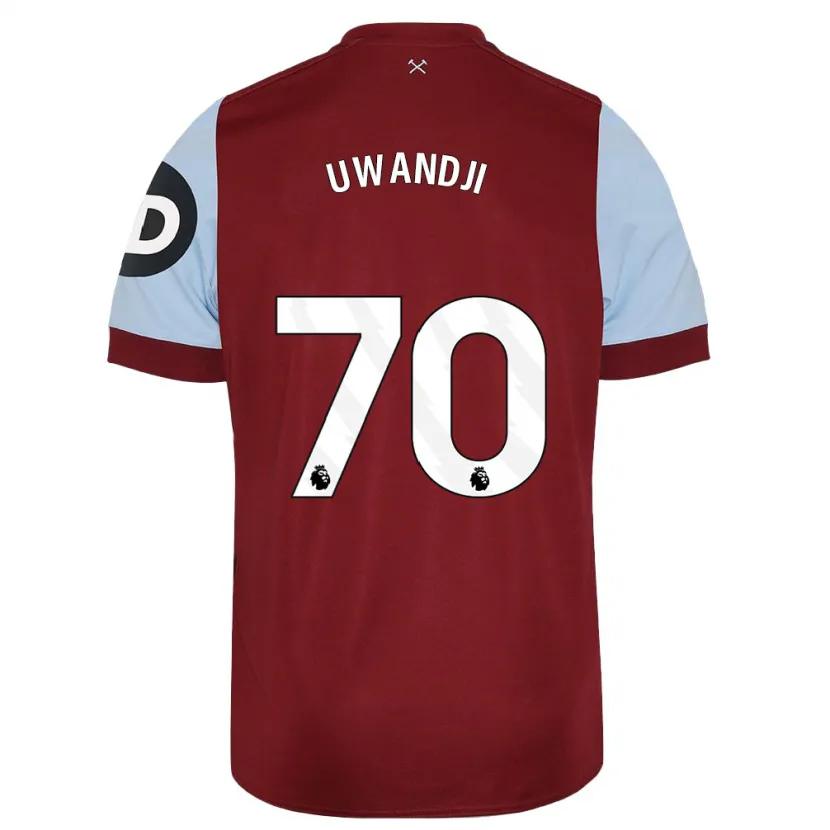 Danxen Hombre Camiseta Blaise Uwandji #70 Granate 1ª Equipación 2023/24 La Camisa