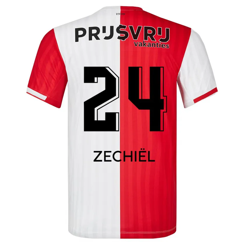 Danxen Hombre Camiseta Gjivai Zechiël #24 Rojo Blanco 1ª Equipación 2023/24 La Camisa