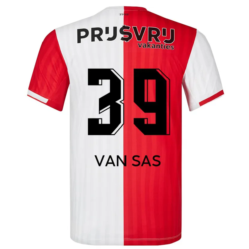 Danxen Hombre Camiseta Mikki Van Sas #39 Rojo Blanco 1ª Equipación 2023/24 La Camisa