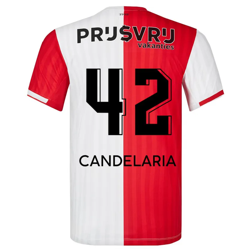 Danxen Hombre Camiseta Jayden Candelaria #42 Rojo Blanco 1ª Equipación 2023/24 La Camisa