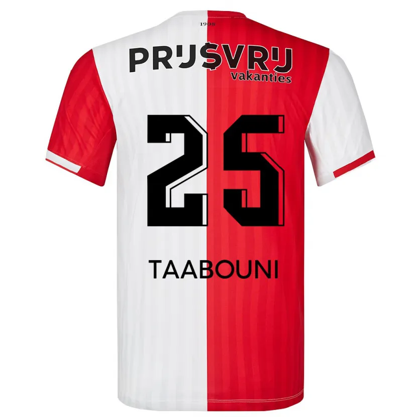 Danxen Hombre Camiseta Mohamed Taabouni #25 Rojo Blanco 1ª Equipación 2023/24 La Camisa