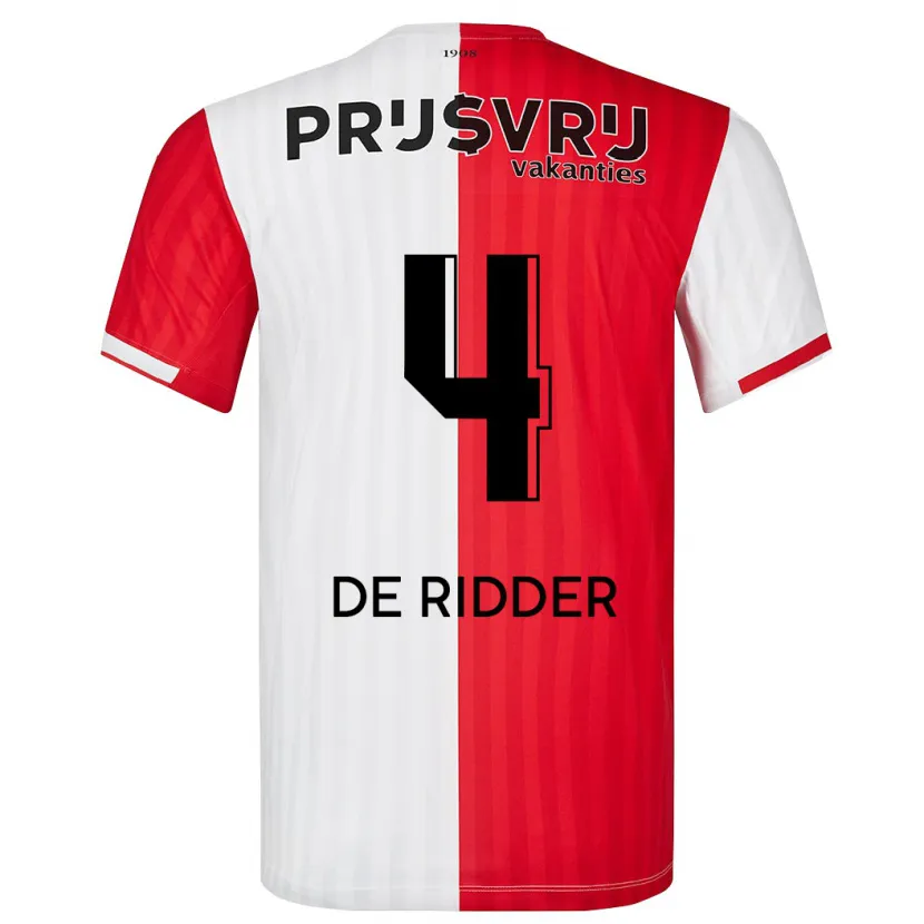 Danxen Hombre Camiseta Robine De Ridder #4 Rojo Blanco 1ª Equipación 2023/24 La Camisa