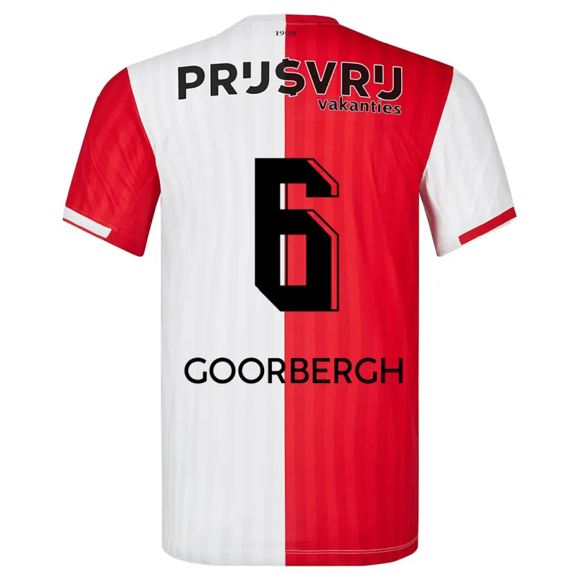 Danxen Hombre Camiseta Cheyenne Van Den Goorbergh #6 Rojo Blanco 1ª Equipación 2023/24 La Camisa