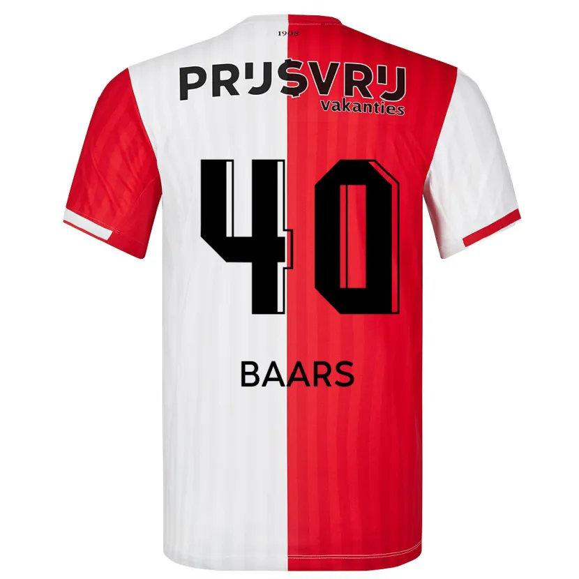 Danxen Hombre Camiseta Guus Baars #40 Rojo Blanco 1ª Equipación 2023/24 La Camisa