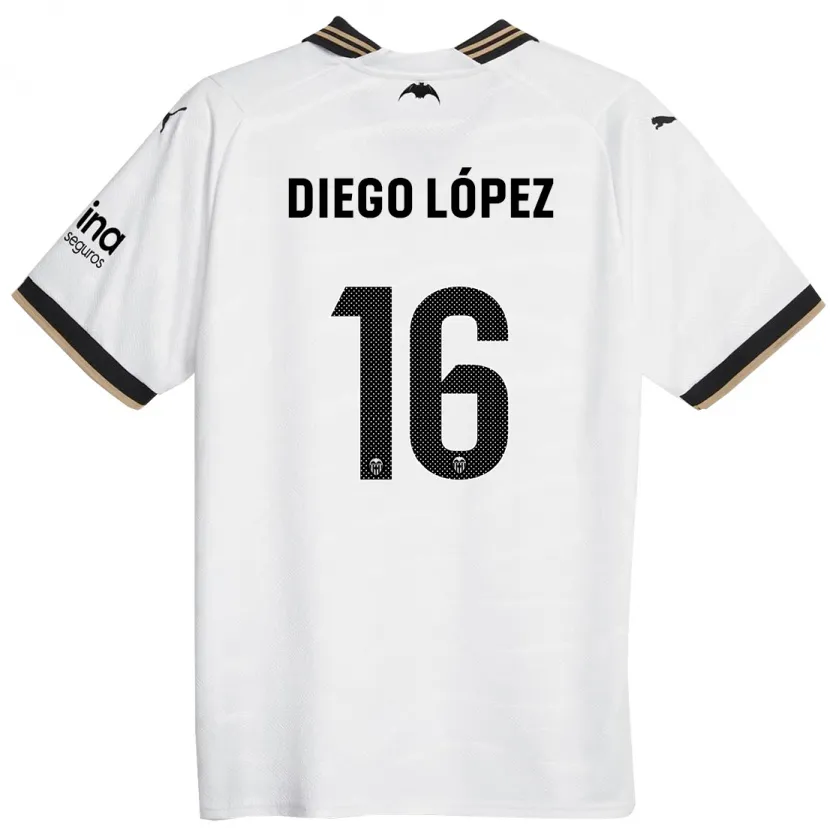 Danxen Hombre Camiseta Diego López #16 Blanco 1ª Equipación 2023/24 La Camisa