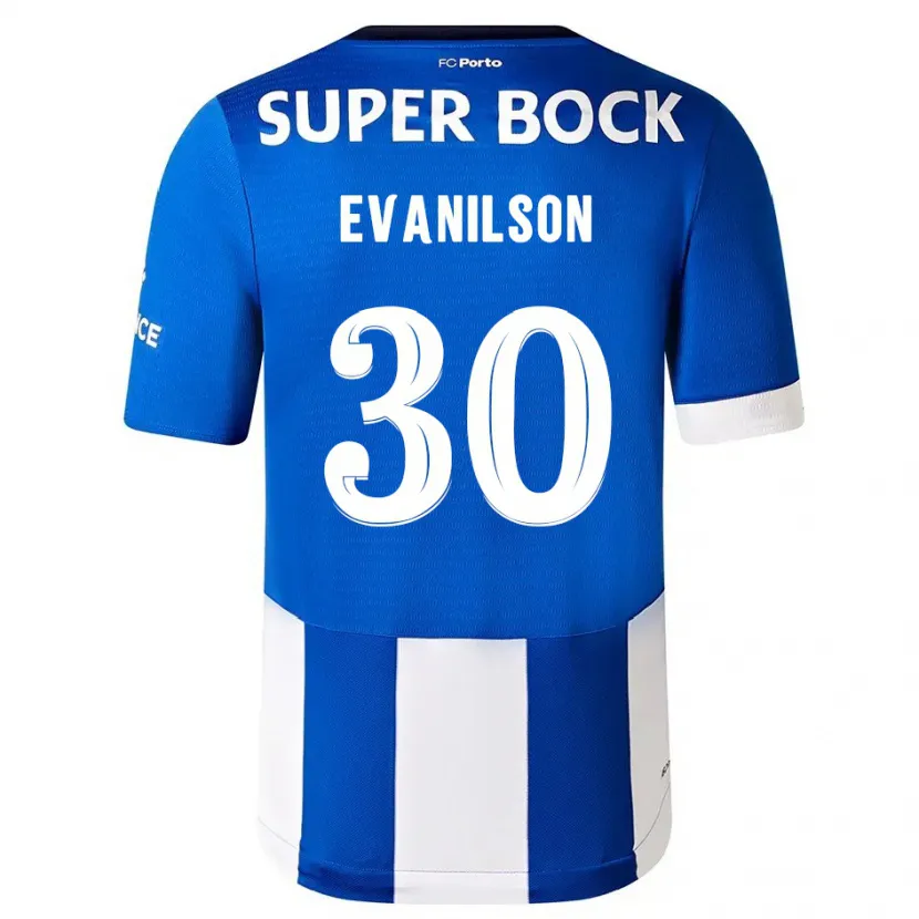 Danxen Hombre Camiseta Evanilson #30 Azul Blanco 1ª Equipación 2023/24 La Camisa