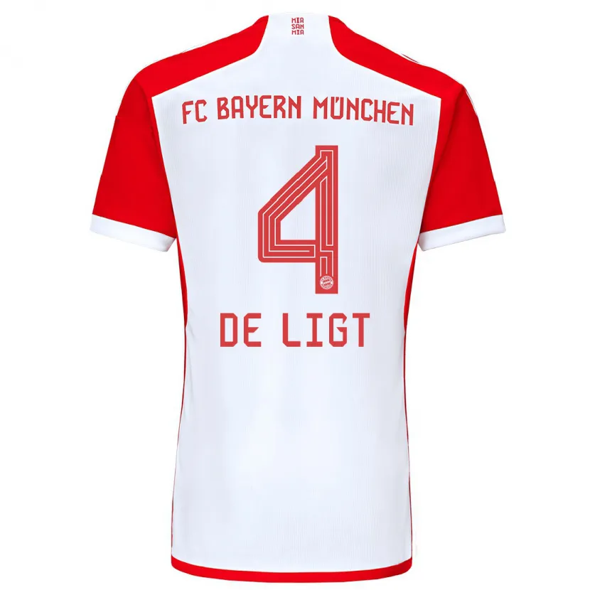 Danxen Hombre Camiseta Matthijs De Ligt #4 Rojo Blanco 1ª Equipación 2023/24 La Camisa