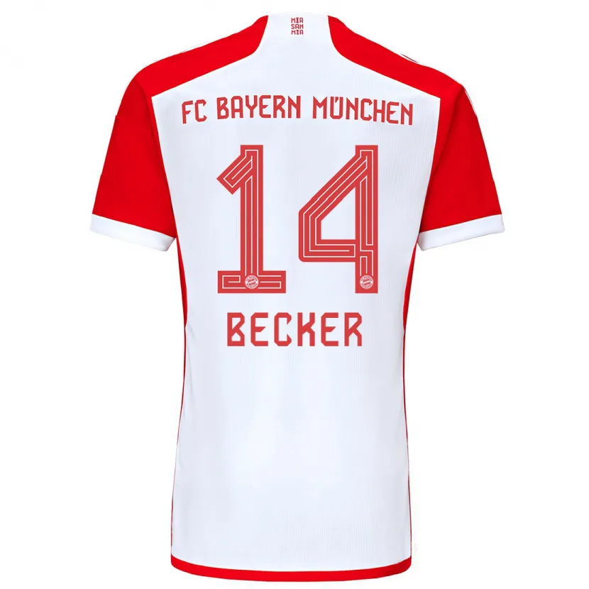 Danxen Hombre Camiseta Lennard Becker #14 Rojo Blanco 1ª Equipación 2023/24 La Camisa