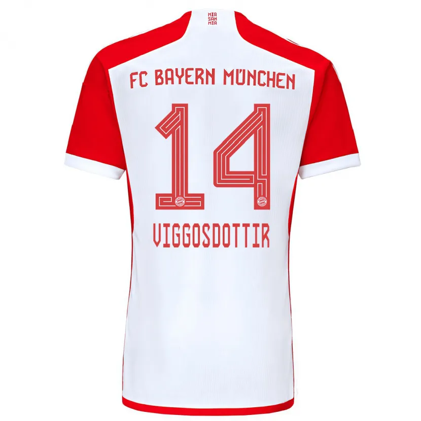 Danxen Hombre Camiseta Glodis Perla Viggosdottir #14 Rojo Blanco 1ª Equipación 2023/24 La Camisa