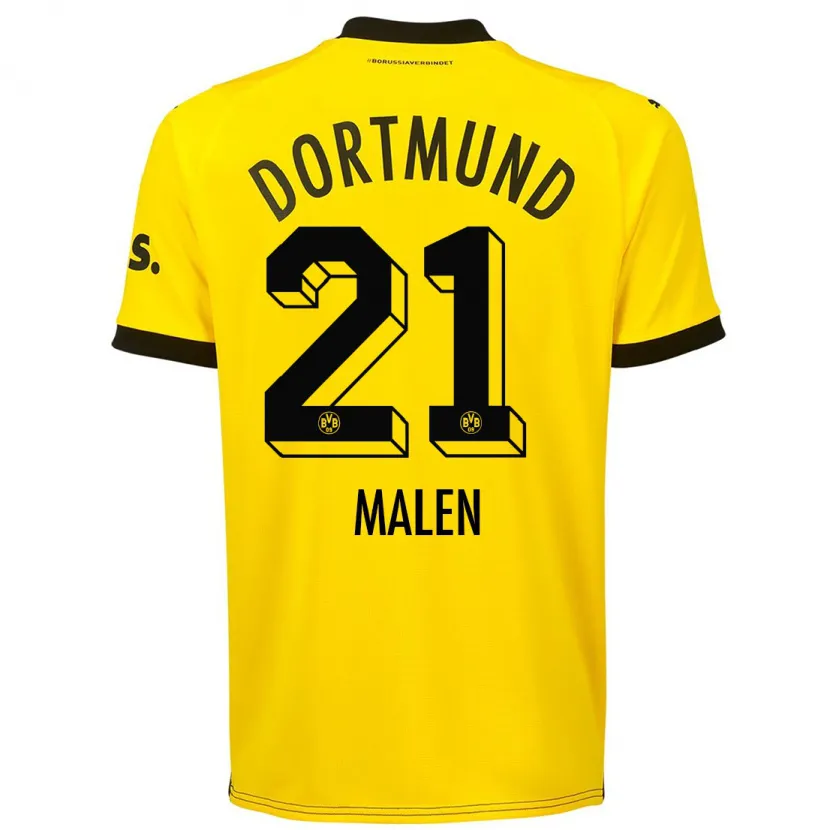 Danxen Hombre Camiseta Donyell Malen #21 Amarillo 1ª Equipación 2023/24 La Camisa