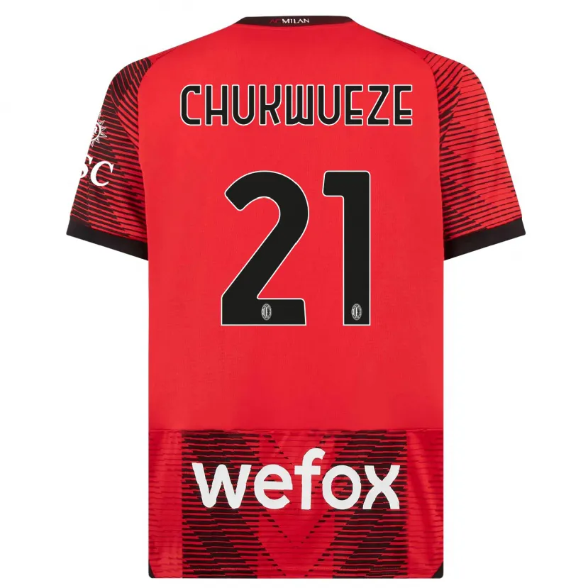 Danxen Hombre Camiseta Samuel Chukwueze #21 Negro Rojo 1ª Equipación 2023/24 La Camisa