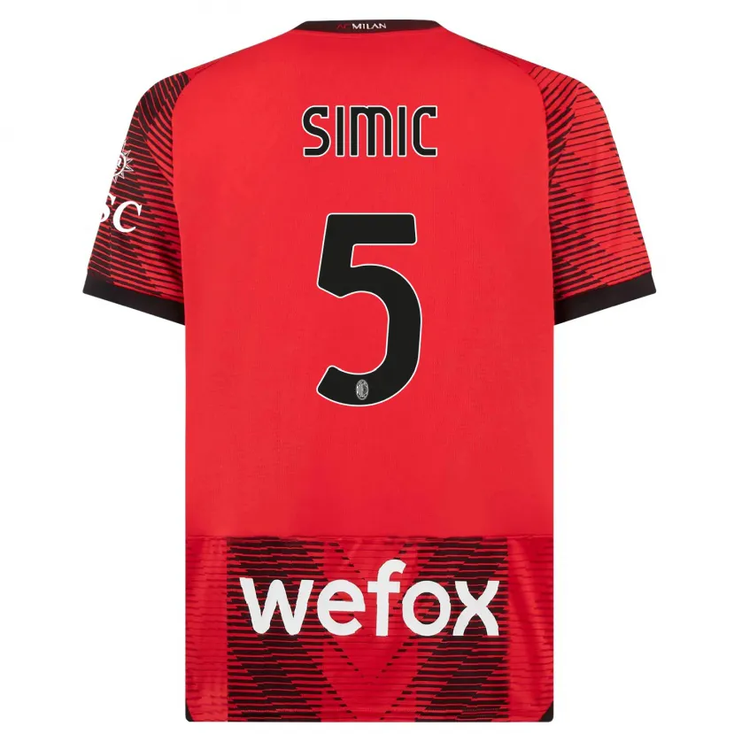 Danxen Hombre Camiseta Jan-Carlo Simic #5 Negro Rojo 1ª Equipación 2023/24 La Camisa