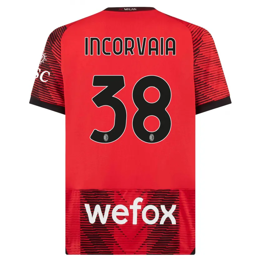 Danxen Hombre Camiseta Giovanni Incorvaia #38 Negro Rojo 1ª Equipación 2023/24 La Camisa