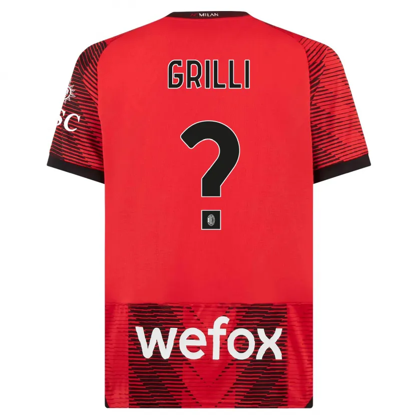 Danxen Hombre Camiseta Lorenzo Grilli #0 Negro Rojo 1ª Equipación 2023/24 La Camisa