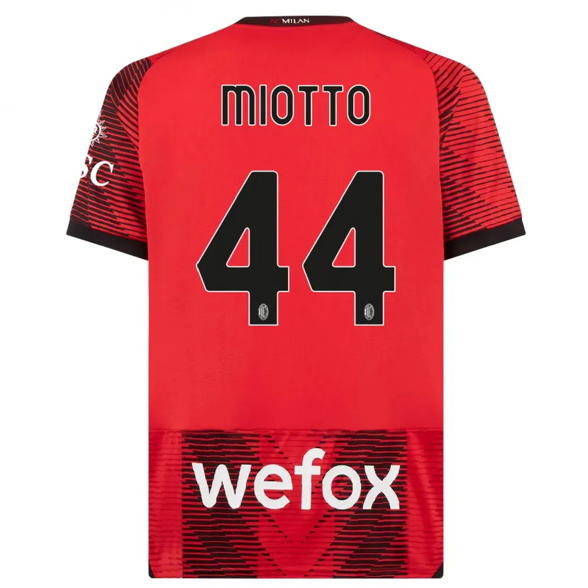 Danxen Hombre Camiseta Giorgia Miotto #44 Negro Rojo 1ª Equipación 2023/24 La Camisa