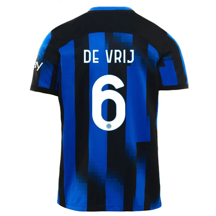 Danxen Hombre Camiseta Stefan De Vrij #6 Azul Negro 1ª Equipación 2023/24 La Camisa