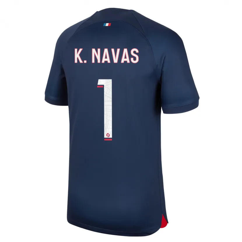 Danxen Hombre Camiseta Keylor Navas #1 Azul Rojo 1ª Equipación 2023/24 La Camisa