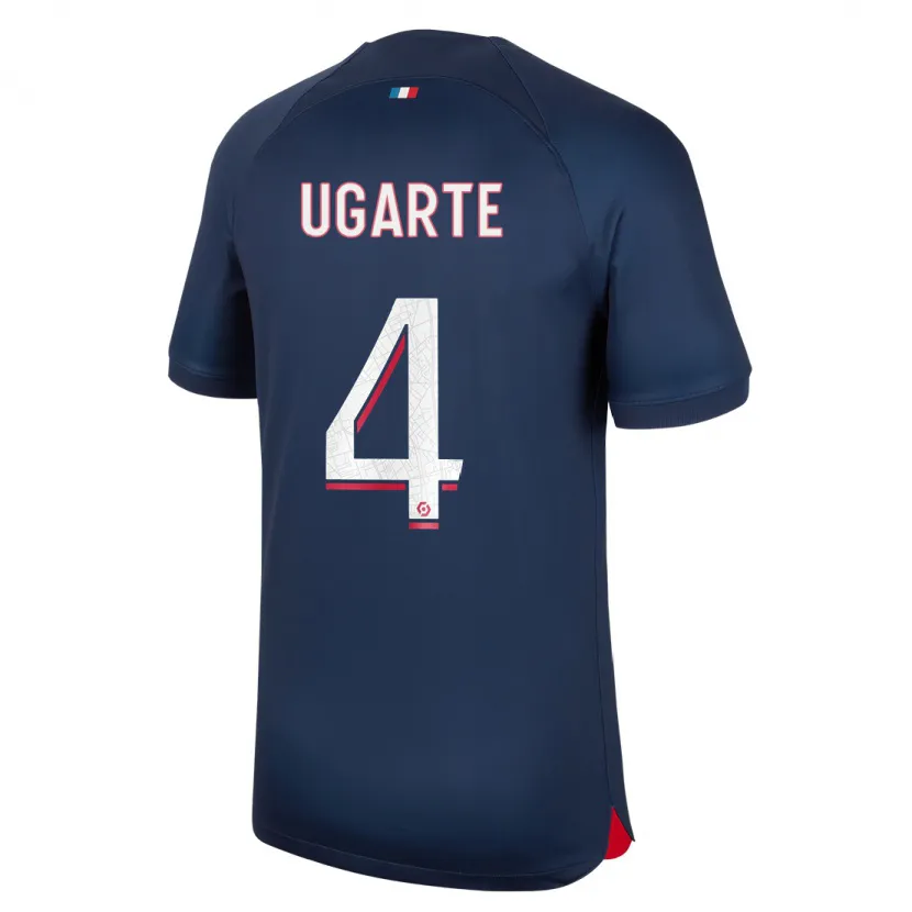 Danxen Hombre Camiseta Manuel Ugarte #4 Azul Rojo 1ª Equipación 2023/24 La Camisa