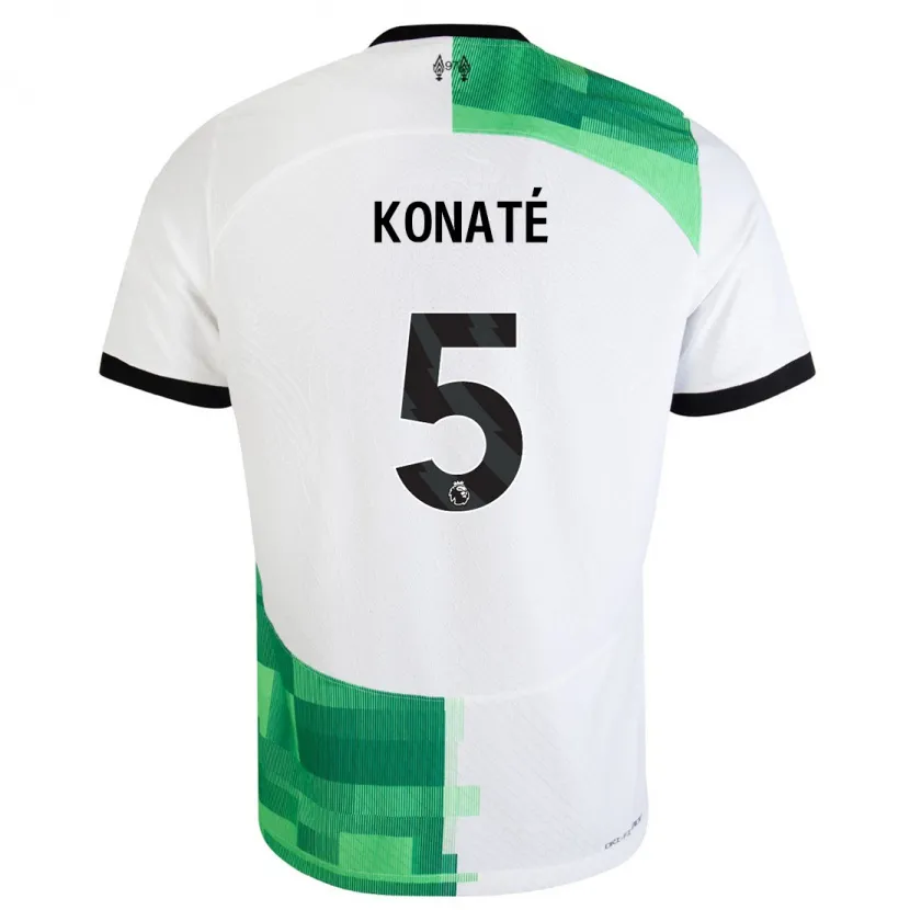 Danxen Hombre Camiseta Ibrahima Konaté #5 Blanco Verde 2ª Equipación 2023/24 La Camisa