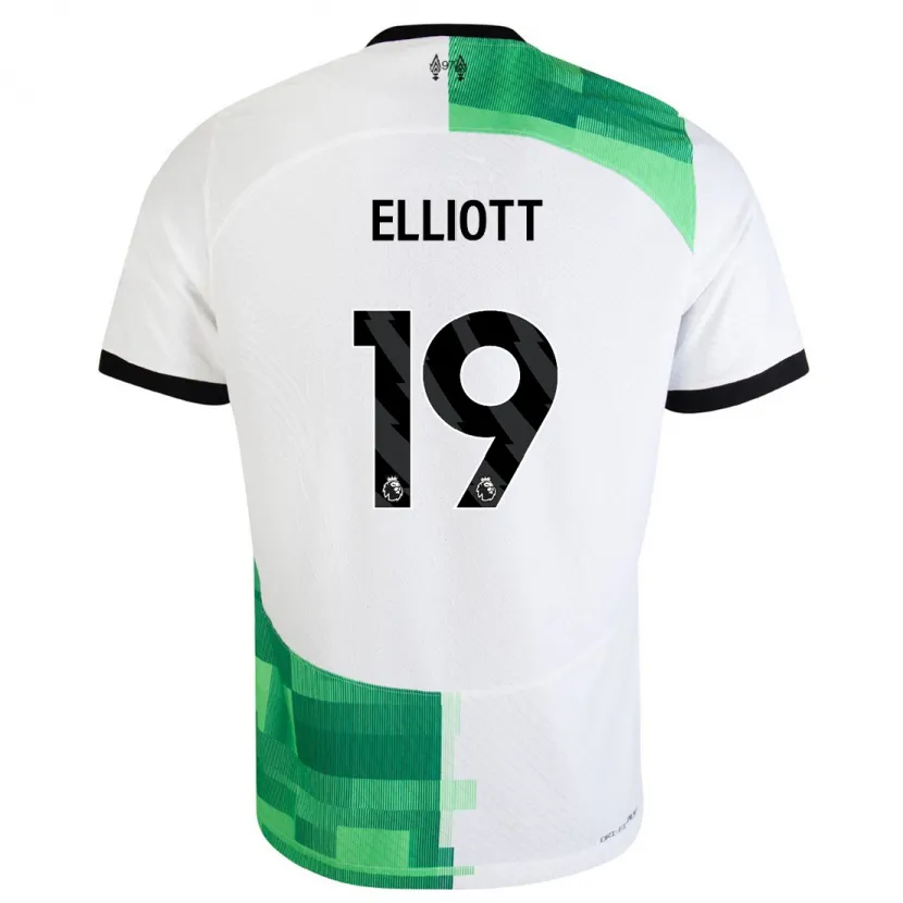 Danxen Hombre Camiseta Harvey Elliott #19 Blanco Verde 2ª Equipación 2023/24 La Camisa