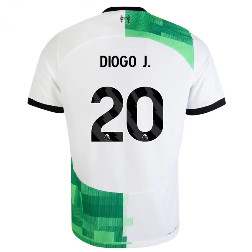 Danxen Hombre Camiseta Diogo Jota #20 Blanco Verde 2ª Equipación 2023/24 La Camisa