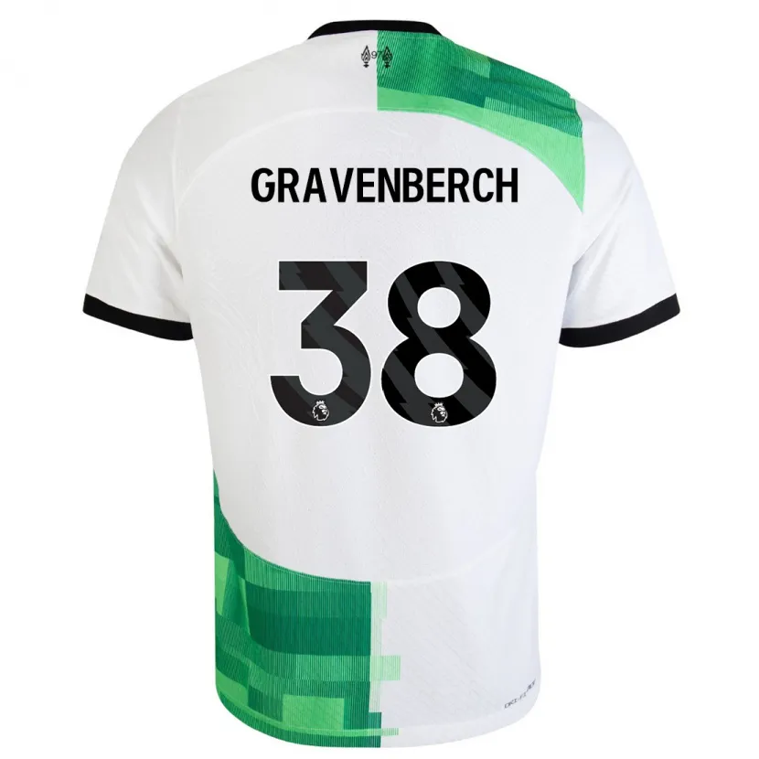 Danxen Hombre Camiseta Ryan Gravenberch #38 Blanco Verde 2ª Equipación 2023/24 La Camisa