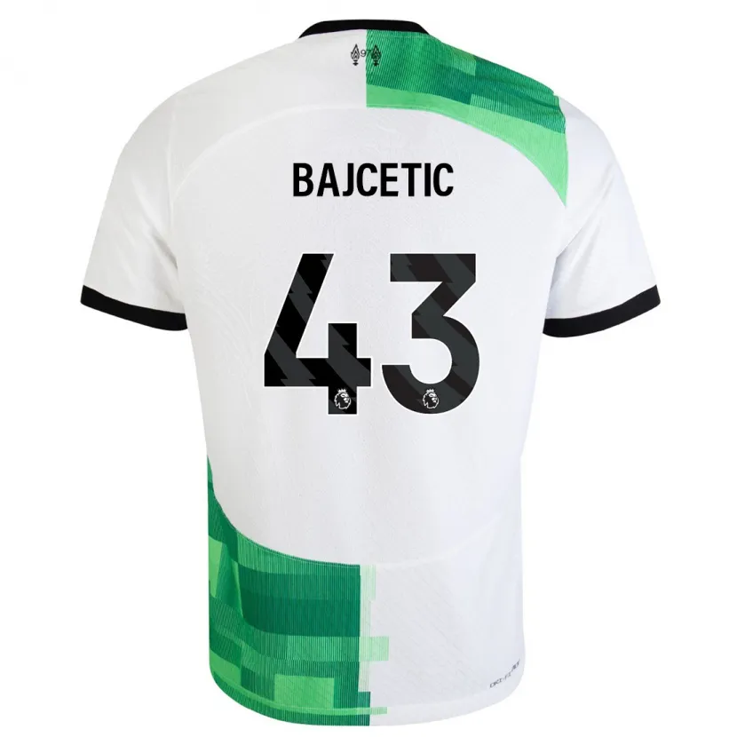 Danxen Hombre Camiseta Stefan Bajcetic #43 Blanco Verde 2ª Equipación 2023/24 La Camisa