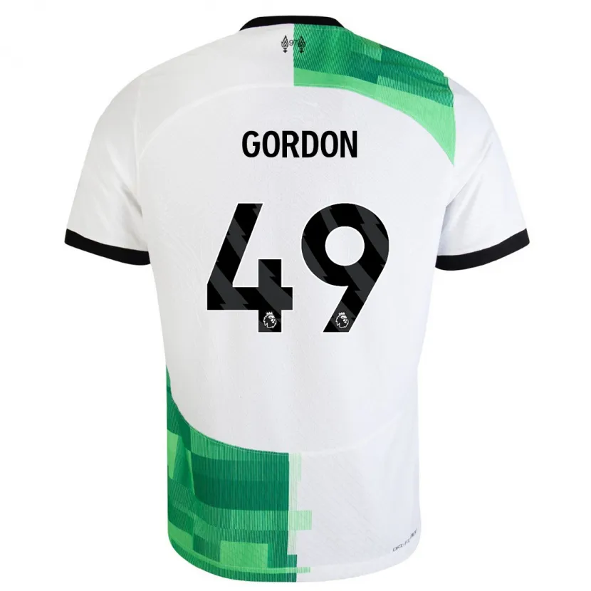 Danxen Hombre Camiseta Kaide Gordon #49 Blanco Verde 2ª Equipación 2023/24 La Camisa