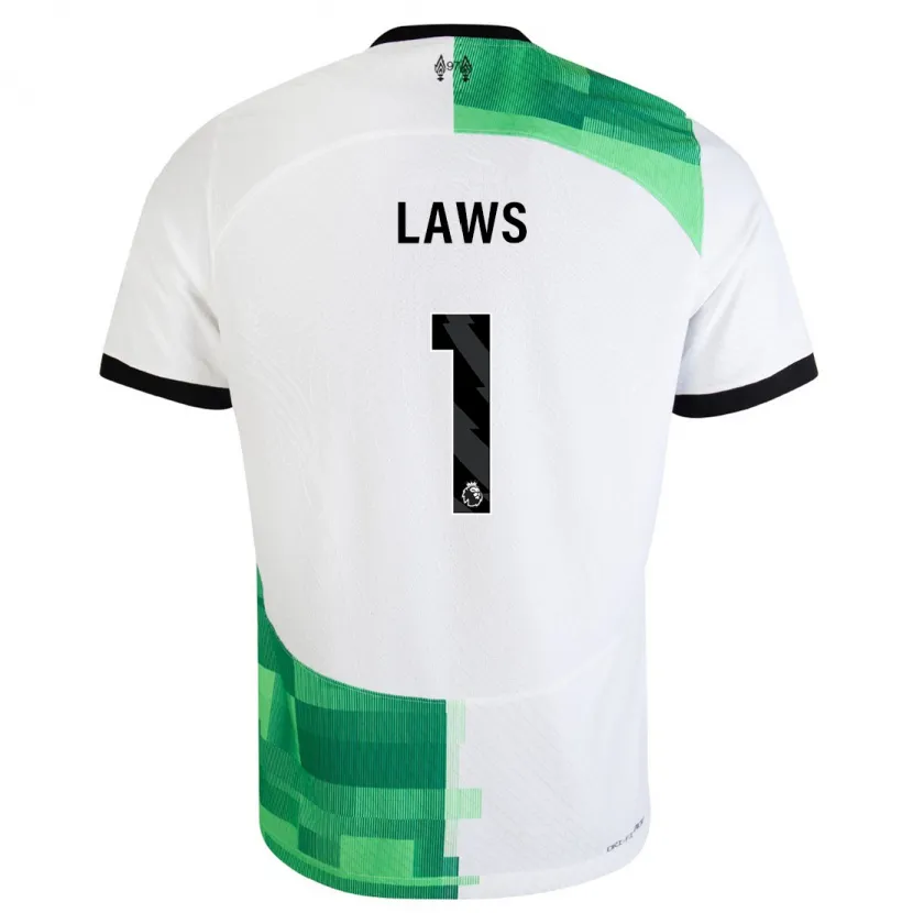 Danxen Hombre Camiseta Rachael Laws #1 Blanco Verde 2ª Equipación 2023/24 La Camisa