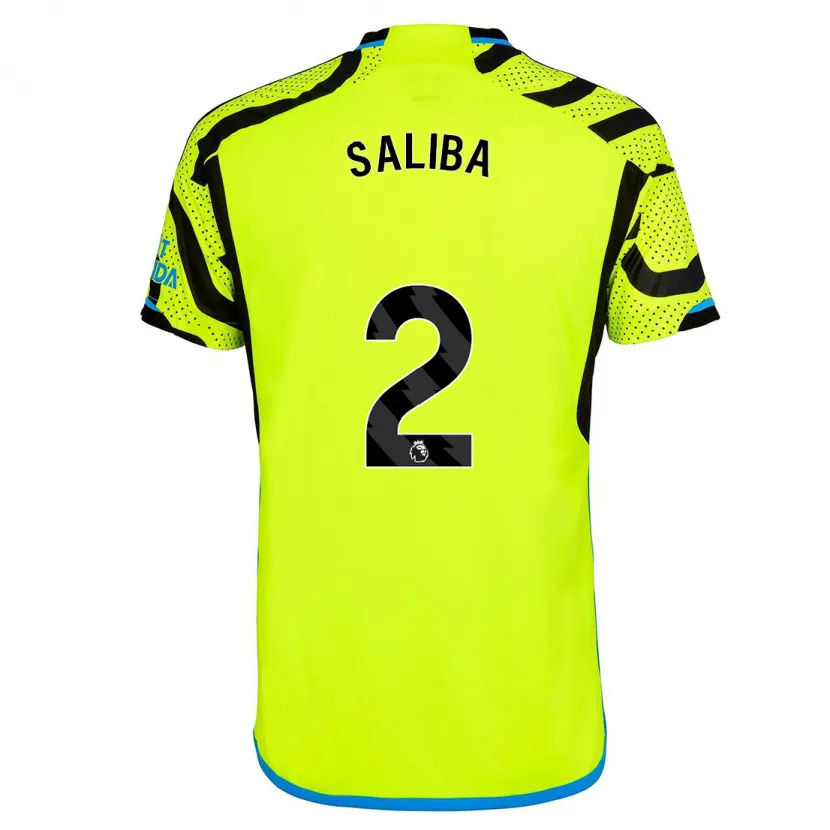 Danxen Hombre Camiseta William Saliba #2 Amarillo 2ª Equipación 2023/24 La Camisa