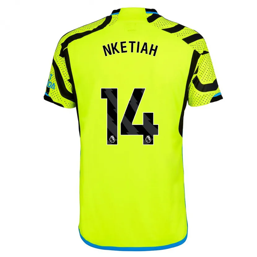 Danxen Hombre Camiseta Eddie Nketiah #14 Amarillo 2ª Equipación 2023/24 La Camisa