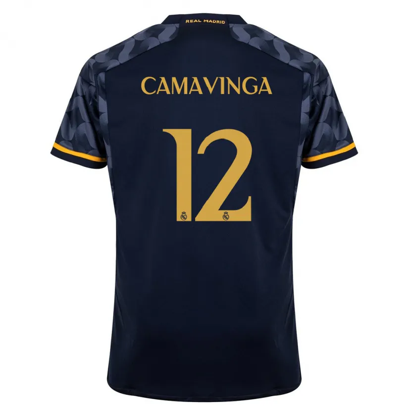 Danxen Hombre Camiseta Eduardo Camavinga #12 Azul Oscuro 2ª Equipación 2023/24 La Camisa