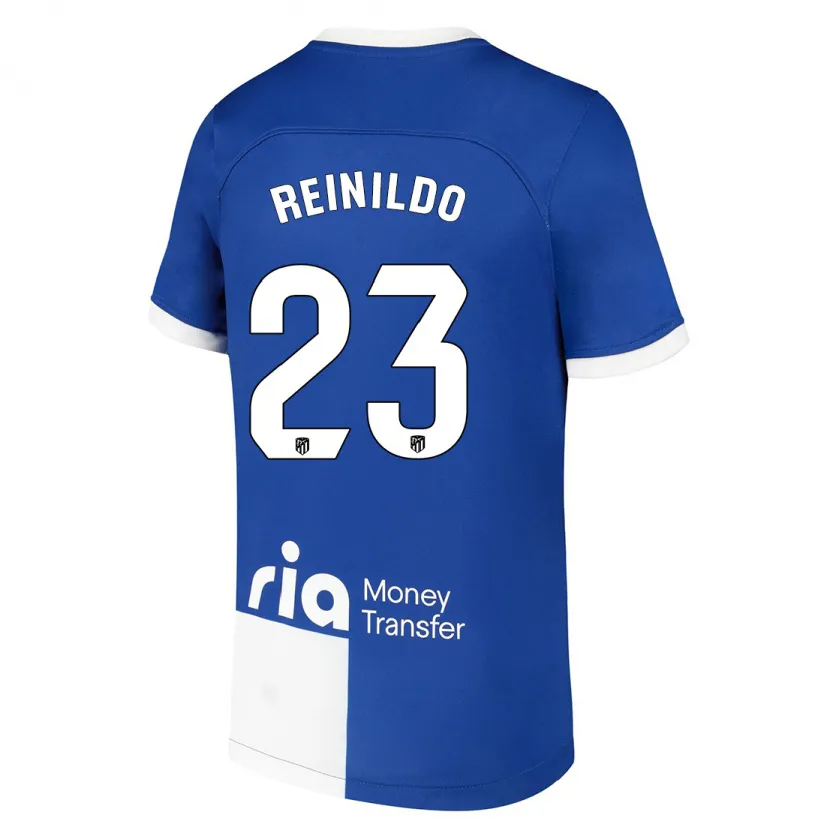 Danxen Hombre Camiseta Reinildo Mandava #23 Azul Blanco 2ª Equipación 2023/24 La Camisa