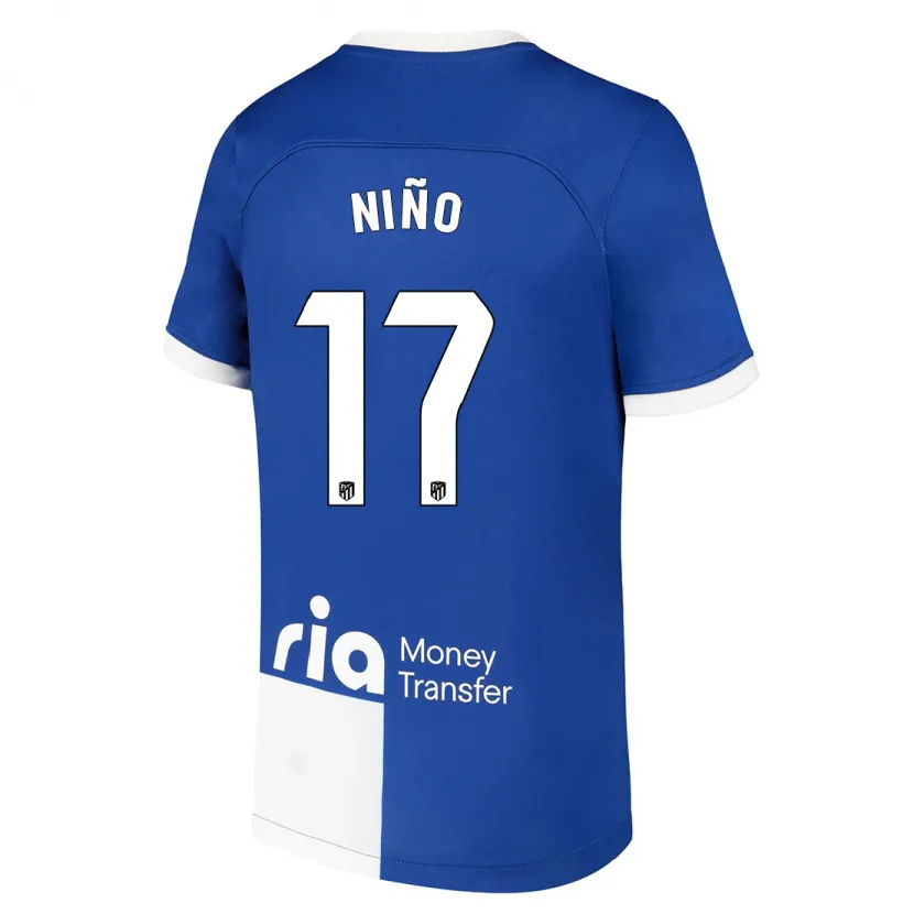 Danxen Hombre Camiseta Adrián Niño #17 Azul Blanco 2ª Equipación 2023/24 La Camisa