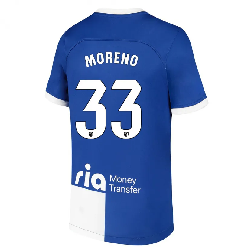 Danxen Hombre Camiseta Alberto Moreno #33 Azul Blanco 2ª Equipación 2023/24 La Camisa