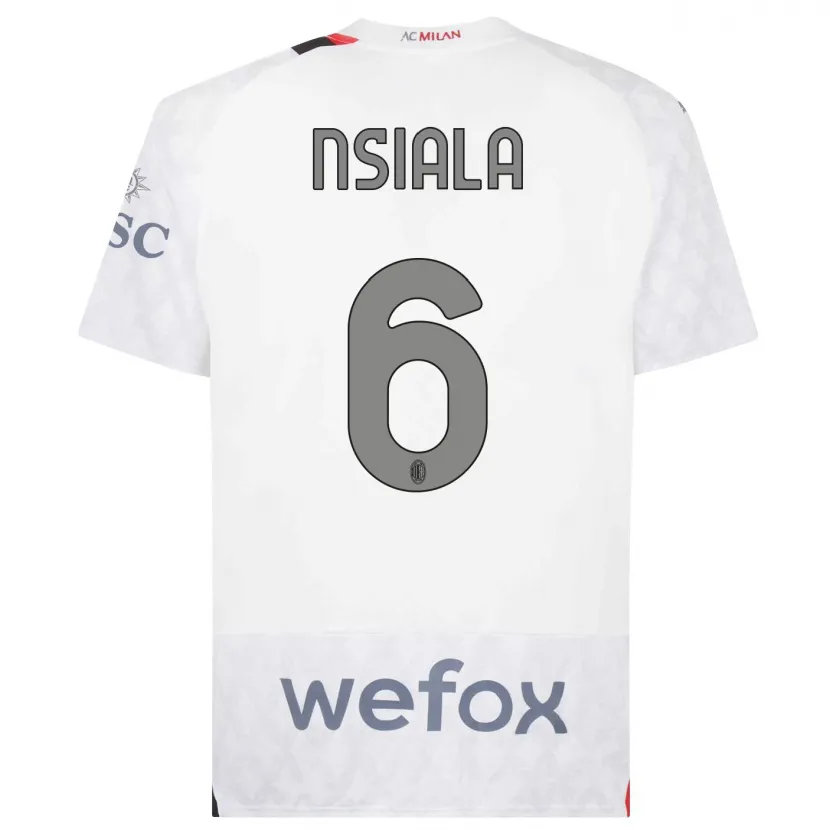 Danxen Hombre Camiseta Clinton Nsiala #6 Blanco 2ª Equipación 2023/24 La Camisa