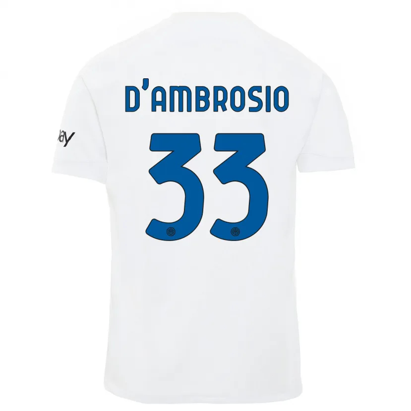 Danxen Hombre Camiseta Danilo D'ambrosio #33 Blanco 2ª Equipación 2023/24 La Camisa