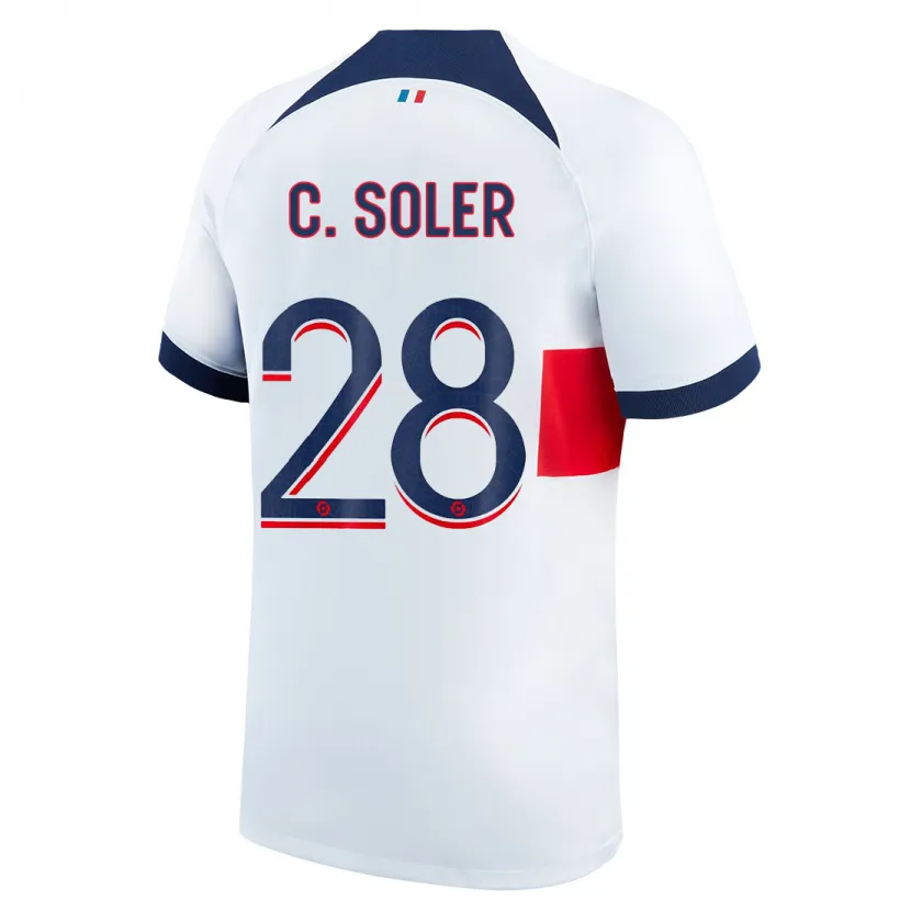 Danxen Hombre Camiseta Carlos Soler #28 Blanco 2ª Equipación 2023/24 La Camisa