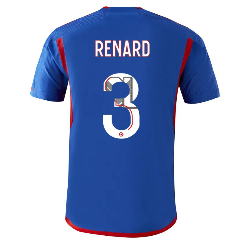 Danxen Hombre Camiseta Wendie Renard #3 Azul Rojo 2ª Equipación 2023/24 La Camisa